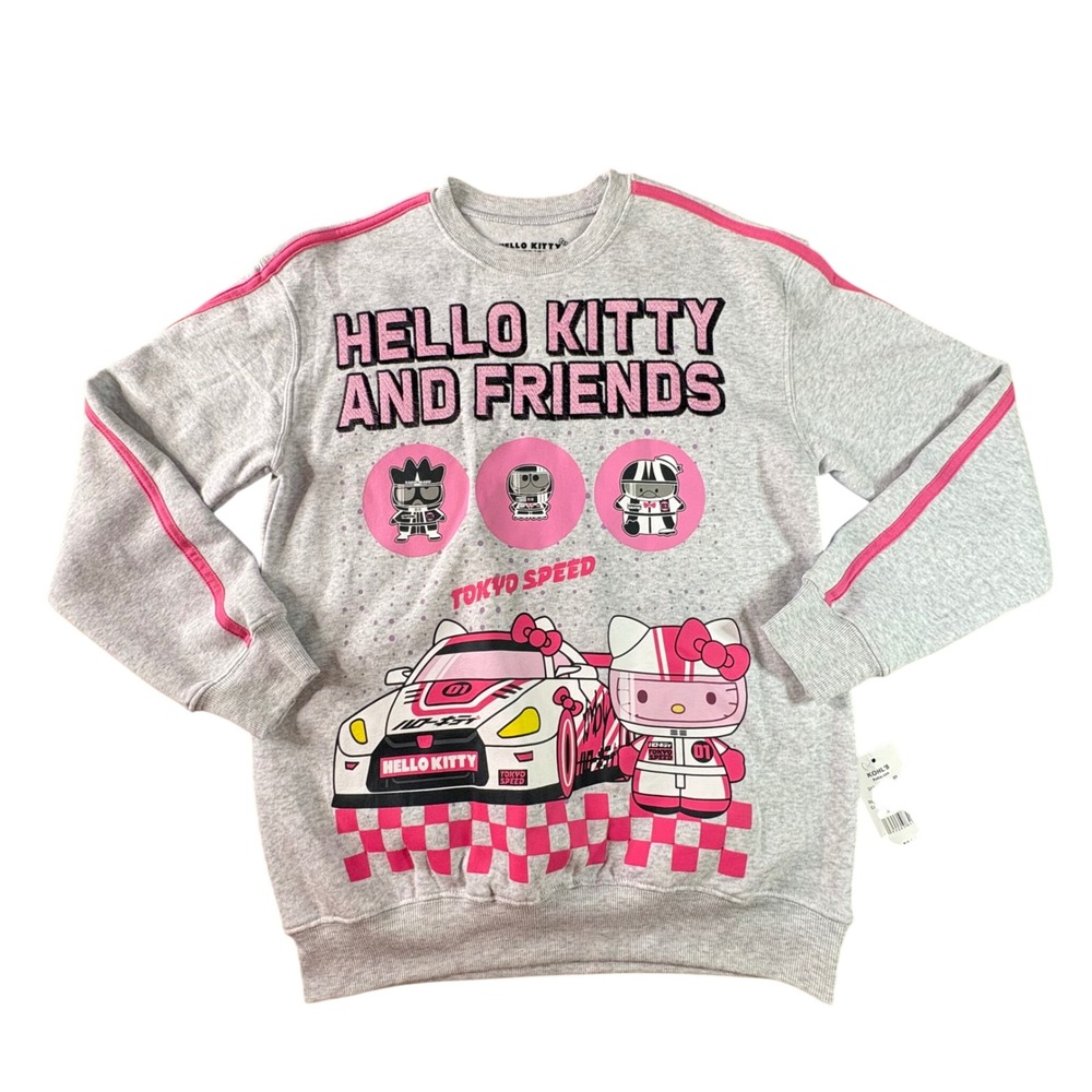 Sanrio Hello Kitty Tokyo Speed Sweatshirt Womens XS Grey New Racing Graphic